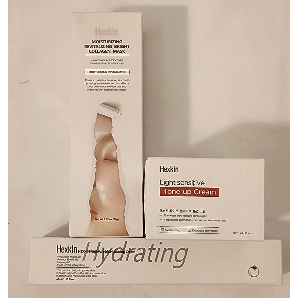 Hexkin 3‑Piece Skincare Set – Collagen Mask, Tone‑Up Cream, Anti‑Wrinkle – NEW